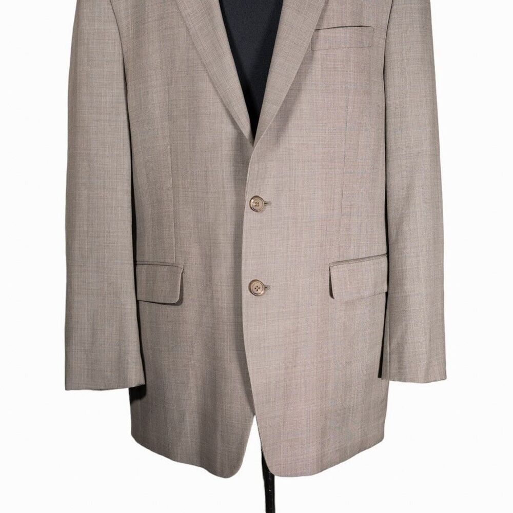 Ralph Lauren Mens Blazer Beige Plaid Wool 2 Button Lined Jacket Sport Coat 42L - Picture 7 of 9